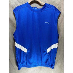 Reebok Shirt Adult Large Blue White‎ Spell Out Logo Tank Top Mens